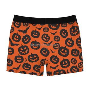 OEM Wholesale Breathable Knitted 100% <b>Polyester</b> Anti-Wrinkle Plus Size Halloween Pumpkin Print Customized Logo Printing <b>Boxers</b> - Product Image 4