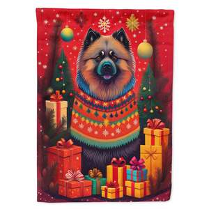 Keeshond vacaciones Navidad gran porche poste decorativo patio Banner ilustraciones Multicolor poliéster casa colgante de pared - Product Image 1