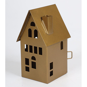 Portavelas con forma de casa, linterna metálica vintage para mesa, candelabros con forma de casa, decoración para mesa de comedor, artesanías, linterna metálica - Product Image 1