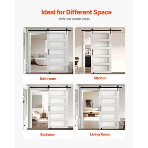 Kit Hardware per Porta Scorrevole in Vetro con Pannello MDF ad Alta Resistenza 42 X 84 Pollici, Impermeabile in PVC, Facile Installazione per Soggiorno - Product Image 3