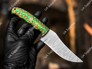 มีดดาบเหล็กดามัสกัส ฟูลแทงค์ คลิปพอยท์ 8 นิ้ว คมกริบ ใบมีดคงที่ สำหรับล่าสัตว์และตั้งแคมป์ ด้ามจับทำจากกระดูกอูฐ รับผลิตแบบ OEM/ODM ขายส่ง - Product Image 6