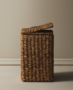 Cesta cuadrada de junco marino con tapa abatible, cesta de almacenamiento hecha a mano, venta al por mayor, ecológica, hecha en Vietnam - Product Image 5