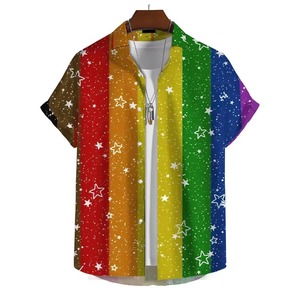 3d Print <b>Rainbow</b> <b>Shirt</b> Men Summer Lapel Short Sleeved Holiday Party <b>Shirts</b> Streetwear Hip Hop Blouse ven Polyester Breathable - Product Image 3
