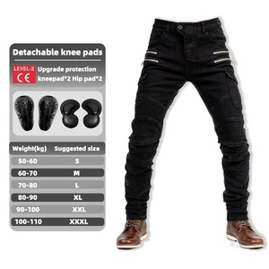 Motorcycle Leather Cordura Riding Pants with CE Removable <b>Knee</b> & Hip <b>Protectors</b> | Waterproof Biker Trousers | Hike Impex - Product Image 5
