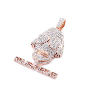 Colgante de Plata 925 Bañado en Oro de 14K con Diseño de Cara de Mono y Gafas de Sol, Estilo Hip Hop, Unisex, para Uso Diario - Product Image 3
