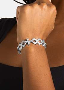 Luxury 925 Silver Rhodium Plated Cross <b>Infinity</b> Diamond <b>Bracelet</b> Unisex Everyday Wear Chain Link Design - Product Image 2