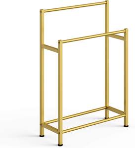 Free Standing Gold Towel Holder for Bathroom Metal Floor Towel <b>Rack</b> with Dual <b>Rails</b> Rust-Resistant Finish Modern Clothes - Product Image 1