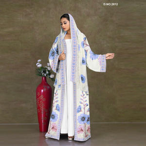 เสื้อคลุมชีฟองพิมพ์ลายดอกไม้แบบเปิดด้านหน้า สไตล์อาบายะ พร้อมฮู้ดแต่งขอบ ดีไซน์เรียบร้อย ความยาวเต็มตัว เนื้อผ้านุ่มพลิ้วไหว - Product Image 3