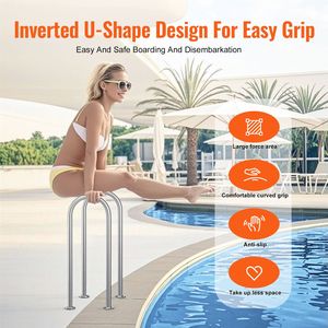 Corrimano per piscina da 36 x 13 pollici con piastra di base in alluminio, ringhiera di sicurezza per piscina interna/esterna, scaletta per piscina ergonomica - Product Image 5