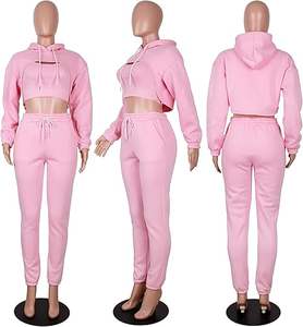 Conjunto Deportivo de 3 Piezas para Mujer Adogirl, Sudadera con Capucha de Manga Larga, Top Corto y Pantalones Deportivos - Product Image 4