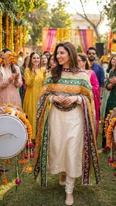 Traje Anarkali Tradicional Negro Bordado para Mujer con Dupatta Colorida, Ropa Elegante de Estilo Indio y Pakistaní para Fiestas - Product Image 2