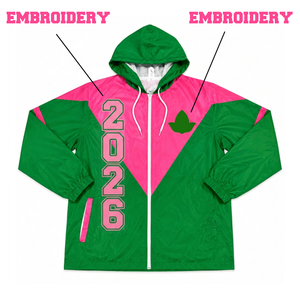Chaqueta cortavientos larga con capucha para mujer, talla grande, de la hermandad Al KA, con cremallera completa, diseño de bloques de color, de nailon ligero, para exteriores, universitaria, impermeable. - Product Image 2