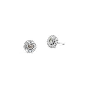 Boucles d'oreilles clous en or blanc massif 14 carats avec diamants de laboratoire taille rose 0,12 ct F/VS et diamants taille brillant rond 0,44 ct D/E-VVS/VS - Product Image 2