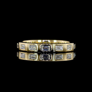 Anillo de compromiso y boda moderno con diamante de corte baguette cultivado en laboratorio, engastado en bisel, en oro de 10K, 14K, 18K, plata 925, 935 - Product Image 1