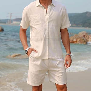 Conjunto de Camisa y Pantalones Cortos de Playa para Hombre, 2 Piezas, Estilo Hawaiano Informal, Logotipo Personalizado, Ropa de Playa para Hombre - Product Image 6