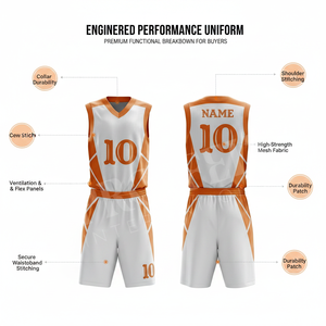 Comfortable Polyester Basketball Uniform Set Quick Dry Custom Team Jersey and Shorts for Training Competition and Tournament Use - Product Image 2