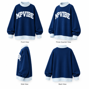 Sudadera Extra Grande para Mujer MPVIBE, Cuello Redondo, Estampado de Letras, Manga Larga, Tejida en Algodón, Ropa Casual de Primavera - Product Image 3