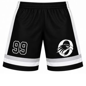 Men Black Sublimated Ice Hockey Shorts Polyester Striped <b>Athletic</b> Sports Shorts Team Uniform Training Match Wear Apparel - Product Image 1