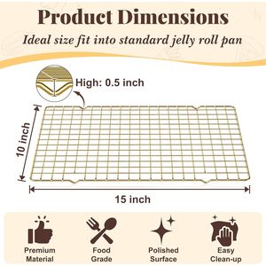 Griglie di raffreddamento per cottura e forno - 2 pz. Griglie in rete metallica da 25x38 cm per forno, cottura, grigliatura, arrosto e drenaggio - Product Image 6