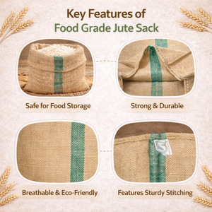 Sacs en jute robustes 90 kg 100 kg pour l'emballage du riz Sac en toile de jute de qualité alimentaire naturelle pour le stockage des céréales et l'exportation agricole - Product Image 5
