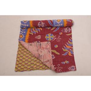 Boho Vintage Cotton Kantha <b>Quilt</b> Reversible <b>Handmade</b> Gudri Bedcover Throw for Bed and Sofa Decor - Product Image 4