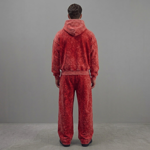 Conjunto de Sudadera con Capucha y Pantalones Deportivos de Peso Medio, Lavados, con Cierre, para Hombre, con Logotipo Bordado Personalizado, Ropa Urbana de Invierno, Traje Deportivo Masculino - Product Image 5