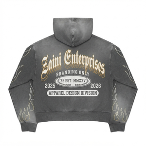 Sudadera con Capucha para Hombre, Estilo Vintage, Lavado Ácido, 350gsm, Algodón Premium, Talla Grande, Color Negro, con Logotipo Personalizado en la Parte Delantera, Ecológica - Product Image 2