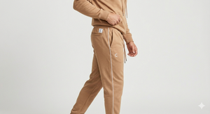 Taupe Solid Summer Tracksuit <b>Jogger</b> Pants Elastic Waist Drawstring Lightweight <b>Polyester</b> Fabric Casual Sport Trousers - Product Image 5