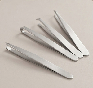 4 Piece Stainless Steel Eyebrow Tweezers Set Slanted Pointed Hair Remover Tweezers Stainless Steel Slanted Tip Eyebrow tweezers - Product Image 1