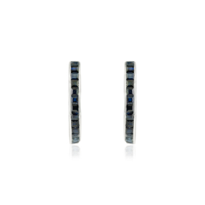 Aros Clásicos de Plata 925 con Incrustaciones de Zafiros para Uso Diario Femenino, Diseño Geométrico - Product Image 1