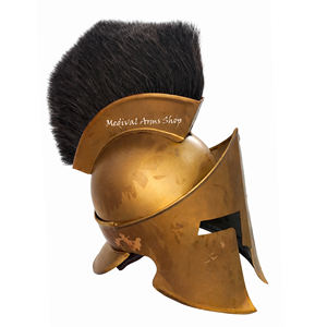 Casco Medieval Antiguo Hecho a Mano de Acero Dorado con Pluma Negra, Armadura Pulida para Reenactment, Cosplay, Halloween, Regalo - Product Image 1
