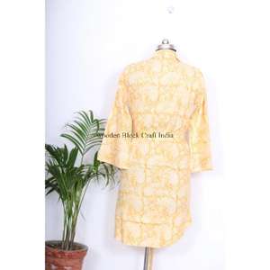 Kimono de Verano para Mujer, Estilo Mini, Tejido en Algodón Indio, Manga Larga, Cuello en V, Transpirable y Ecológico, Tipo Bata Casual - Product Image 6