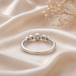 0.15 TCW Real Round Diamond Studded Ring for Women | 14K White <b>Gold</b> Minimalist Wedding Band Stackable Anniversary Fine Jewelry - Product Image 3