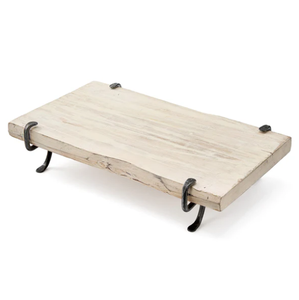 Rustic Wood Serving Tray with Metal Legs Farmhouse Display Riser Decorative Wooden Tray - Product Image 1