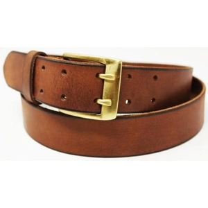 Ceinture pour homme en cuir de vachette de haute qualité, boucle carrée en cuivre, double couture, tressée, 35 mm, texture fine, usage quotidien décontracté - Product Image 2