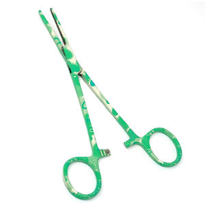 Pinza Hemostática Recta de 5.5 Pulgadas, Pinza de Sujeción Dentada de Acero Inoxidable con Patrón de Corazón Verde, Reutilizable, Manual, Quirúrgica, para Hospital - Product Image 1