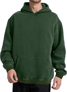 <b>Men</b> Oversized Hooded Sweatshirt Solid Color Cotton Fleece Pocket Casual <b>Pullover</b> Autumn Wear - Product Image 5