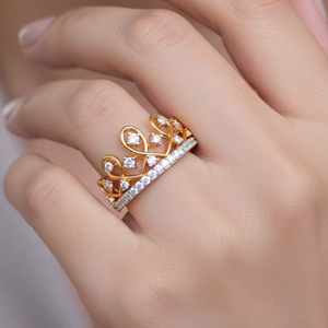 Elegante Anillo de Tiara de Reina, Corona de Princesa, en Oro, para Aniversario, Joyería - Product Image 5