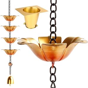 Chaîne de pluie décorative en forme de lotus brun rustique pour systèmes de toiture de jardin élégants - Product Image 3