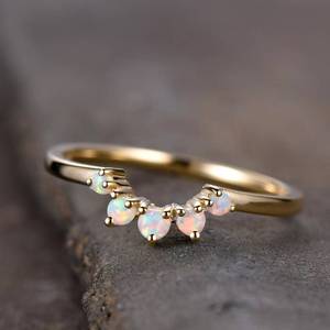 Anillo de Ópalo Natural Certificado por IGI, Plata de Ley 925, Chapado en Oro de 14K, Piedra de Nacimiento de Octubre, Conjunto de Anillos de Boda para Mujer, Regalo - Product Image 1