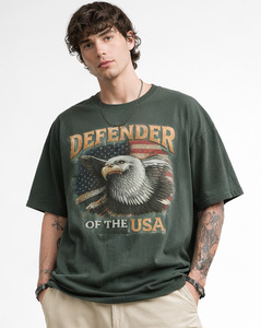 Custom Graphic Men's Streetwear Oversized Crop <b>Drop</b> Shoulder Heavyweight Vintage <b>Acid</b> Wash Flannel 100% Cotton T-shirt - Product Image 5