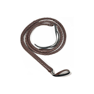 Látigo de Cuero Marrón con Diseño de Mango Enrollado - Product Image 1