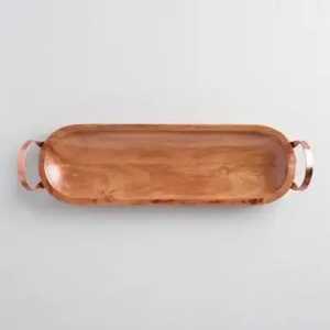 Plateau de service en bois de luxe, design moderne, en bois d'acacia écologique, durable et sûr, idéal pour les mariages royaux et les réceptions, plateau à nourriture - Product Image 6