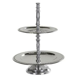 Support à gâteau en forme de cage à oiseaux dorée avec deux étages de plats blancs pour la présentation de cupcakes et desserts, vaisselle décorative réutilisable en métal pour les fêtes - Product Image 2