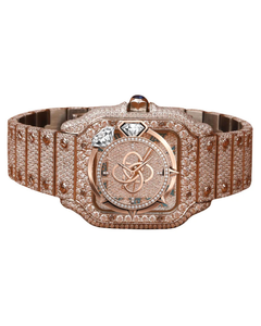 Montre de luxe pour homme avec logo personnalisé OEM ODM, diamants Moissanite, pavé complet de pierres VVS, bracelet en acier inoxydable - Product Image 1