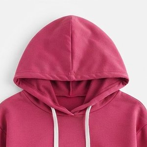 High Quality Custom Logo Women's Hooded Sweatshirt Solid Color Full Sleeve Knitted Breathable Short Length Autumn /Winter - Product Image 5