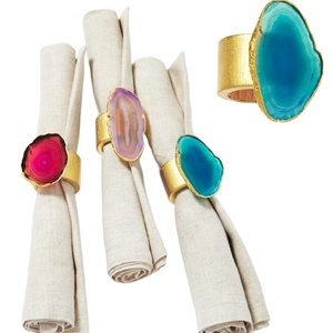 Bagues de serviettes en acier inoxydable, pour cuisine et Restaurant, à usage en Agate, pierre naturelle, résine époxy, fait à la main en inde - Product Image 1