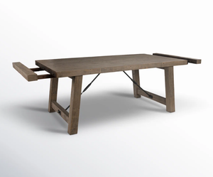 โต๊ะรับประทานอาหารไม้แผ่นเดียวแบบอินดัสเทรียลสมัยใหม่ ผิวไม้ธรรมชาติ พร้อมขอบไม้ธรรมชาติและฐานโลหะ ขายส่ง - Product Image 6