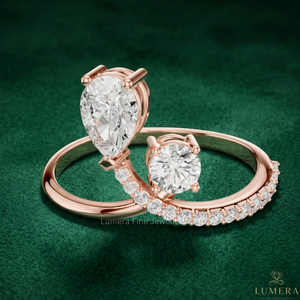 Luxury Rose Gold Plated Lab Grown Pear Cut Diamond IGI Certified Open <b>Adjustable</b> <b>Ring</b> for Women Wedding Bridal Jewelry Gift - Product Image 1