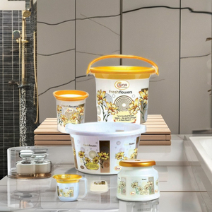 Juego de Baño Moderno de Plástico de Alta Calidad con Diseño Floral de Margaritas, Elegante, Duradero y Conveniente, 6 Piezas para Uso Diario, Cubo de 20L, Taza, Taburete - Product Image 5